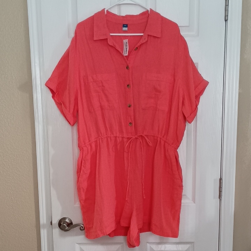 Old Navy Crinkle Gauze Waist-Defined One Piece Romper b333